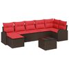 vidaXL Bankstel 8 st Bruin en Rood poly rattan