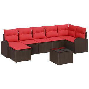 vidaXL Bankstel 8 st Bruin en Rood poly rattan