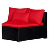 vidaXL 9-delige Loungeset met kussens poly rattan rood
