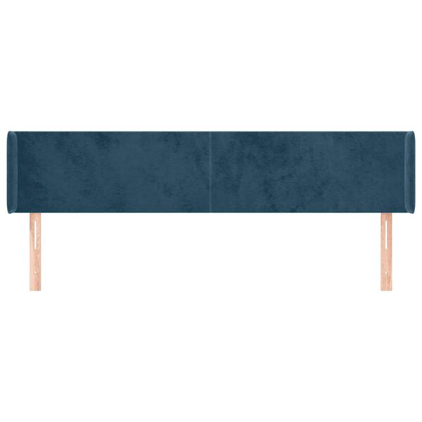 vidaXL Hoofdbord met randen 183x16x78/88 cm fluweel donkerblauw