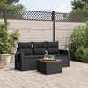 vidaXL 4-delige Loungeset met kussens poly rattan zwart
