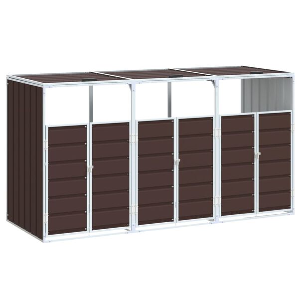 vidaXL Containerberging voor 3 containers 216x81x115 cm staal bruin