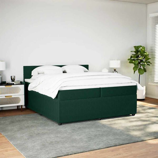 vidaXL Boxspring met matras fluweel donkergroen 200x200 cm