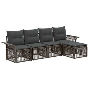 vidaXL Tuinbankenset 5 st Grijs poly rattan