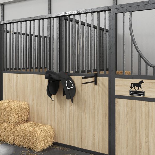 vidaXL Zadelrek met 2 stangen draagbaar ijzer zwart