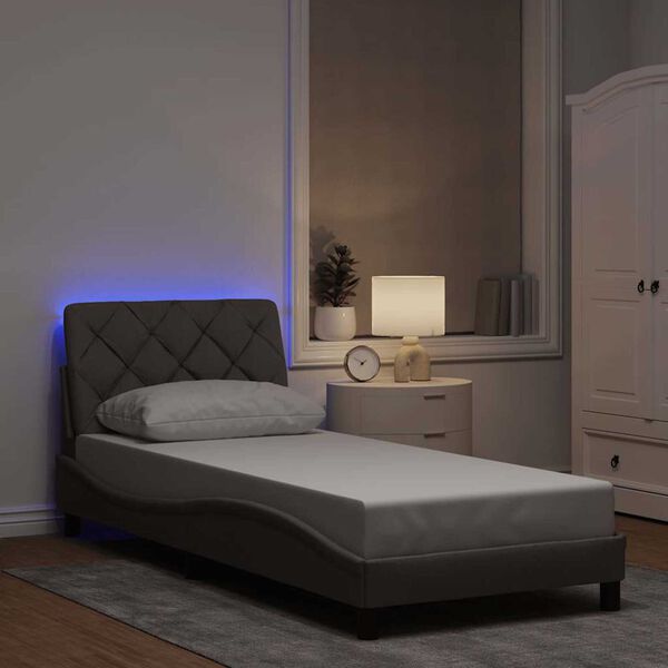 vidaXL Bedframe met LED zonder matras 90x200 cm stof taupe