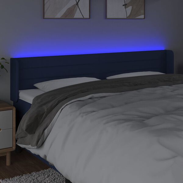 vidaXL Hoofdbord LED 203x16x78/88 cm stof blauw