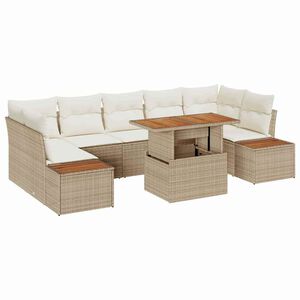 vidaXL Tuin Sofa Set met opslag 8 pcs Beige Poly riet