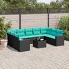 vidaXL 10-delige Loungeset met kussens poly rattan zwart