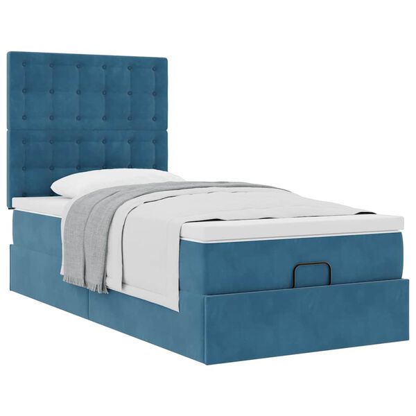 vidaXL Ottoman bed met matrassen 80x200cm fluweel donkerblauw