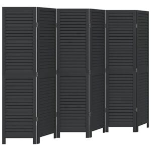 vidaXL Kamerscherm met 6 panelen massief paulowniahout zwart
