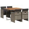 vidaXL 5-delige Tuinset met kussens poly rattan grijs
