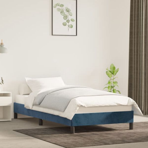 vidaXL Bedframe zonder matras 90x190 cm fluweel donkerblauw