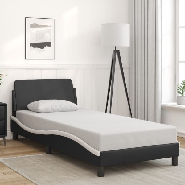 vidaXL Bedframe "Dover" kunstleer zwart en wit 90x190 cm