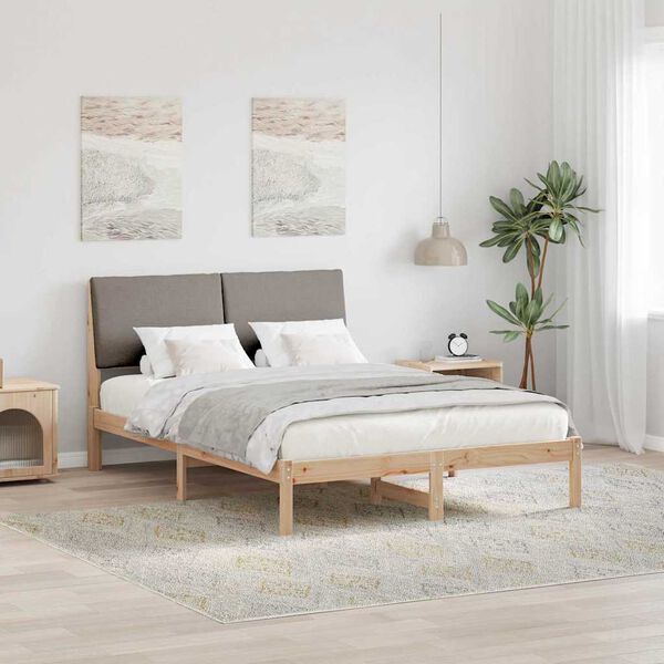 vidaXL Bedframe Bruin en taupe 160 x 200 cm Massief grenenhout