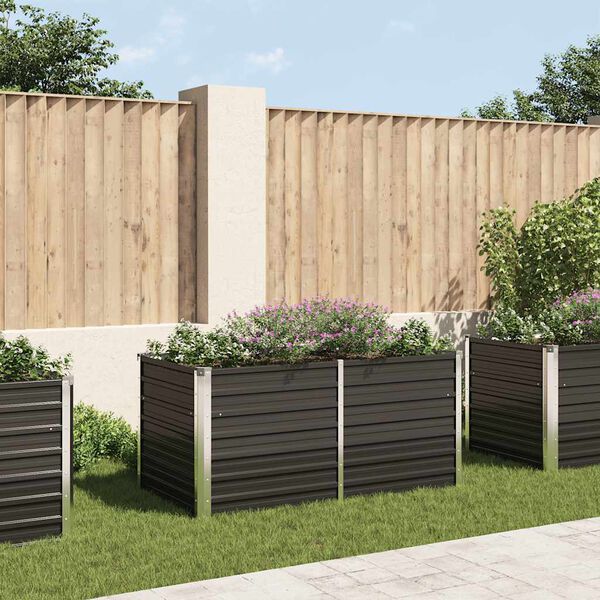 vidaXL Plantenbak verhoogd 160x80x77 cm gegalvaniseerd staal antraciet