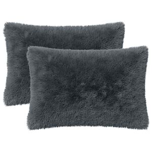 vidaXL Kussen met kussen HEERLEN 2 st Antraciet PV Fleece
