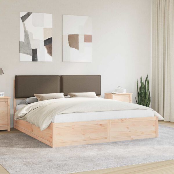 vidaXL Bedframe met Gevoerd Hoofdgedeelte Taupe 200 x 200 cm