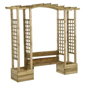 vidaXL Pergola met bank en plantenbakken ge&iuml;mpregneerd grenenhout