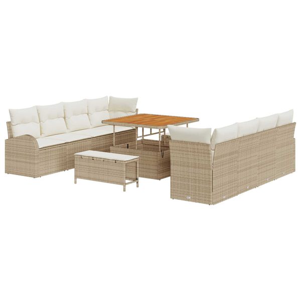 vidaXL Tuin Sofa Set met kussen 11 pcs Beige Poly riet