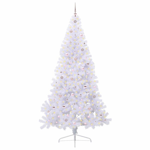 vidaXL Kunstkerstboom met 300 LED Wit 240 cm PVC en staal