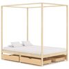 vidaXL Hemelbedframe met 4 lades massief grenenhout 140x200 cm