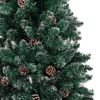 vidaXL Kerstboom met LED en hout en sneeuw smal 210 cm groen