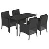 vidaXL 5-delige Tuinset met kussens poly rattan zwart