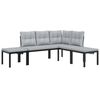 vidaXL 4-delige Loungeset met kussens gepoedercoat staal zwart