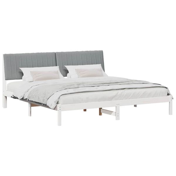 vidaXL Bedframe met hoofdeinde Wit 200 x 200 cm Massief grenenhout