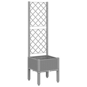 vidaXL Plantenbak met latwerk 40x40x142 cm polypropeen lichtgrijs