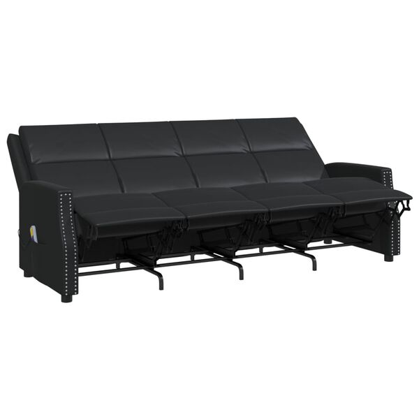 vidaXL Massagestoel 4-zits verstelbaar kunstleer zwart