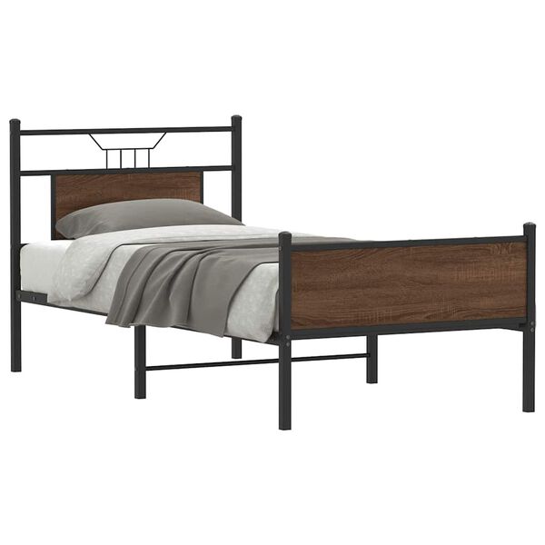 vidaXL Bedframe zonder matras bewerkt hout bruin eikenkleur 90x190 cm