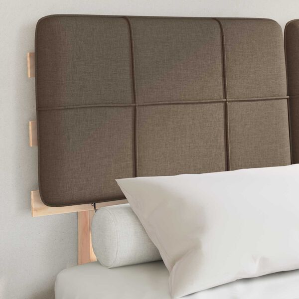 vidaXL Bedframe met Gevoerd Hoofdgedeelte Taupe 135 x 190 cm