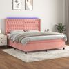 vidaXL Boxspring met matras en LED fluweel roze 180x200 cm