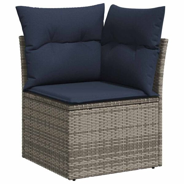 vidaXL 8-delige Loungeset met kussens poly rattan grijs