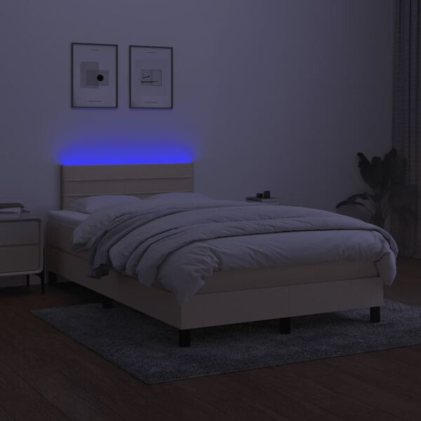 vidaXL Boxspring met matras en LED stof cr&egrave;mekleurig 120x190 cm