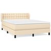 vidaXL Boxspring met matras stof cr&egrave;mekleurig 140x190 cm