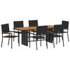 vidaXL Tuin eettafelset 7 st Zwart poly rattan
