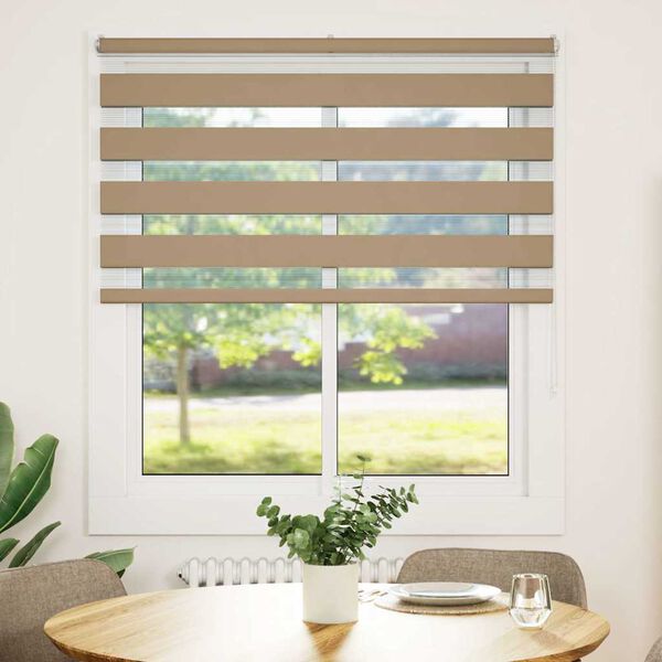 vidaXL Zebra Blind 130x150 cm stofbreedte 125,9 cm polyester zandbruin