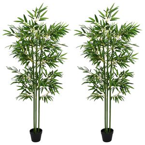 vidaXL Nepp Bambo Boom 2 st Groen 45 x 18 x 175 cm Stof en Bamboe