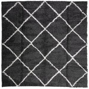 vidaXL Vloerkleed PAMPLONA shaggy hoogpolig 120x120 cm zwart en cr&egrave;me