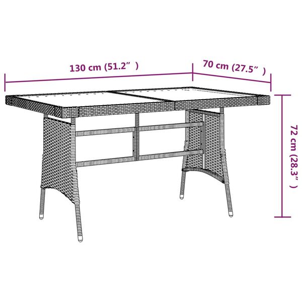 vidaXL Tuintafel 130x70x72 cm poly rattan en massief acaciahout zwart