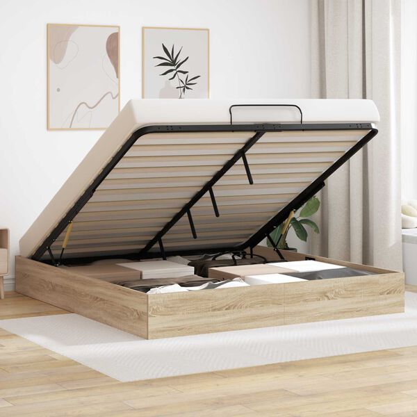 vidaXL Ottoman Bedframe Sonoma Eiken 193 x 120 x 25 cm Spaanplaat