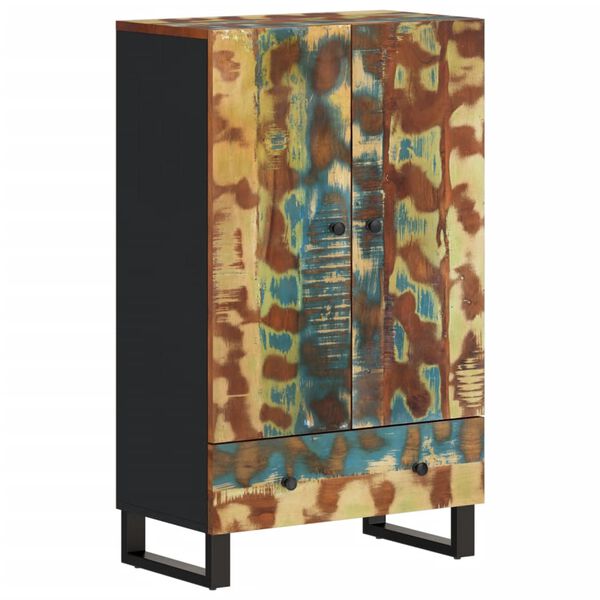 vidaXL Hoge kast met lade 60x33x100 cm gerecycled hout en ijzer