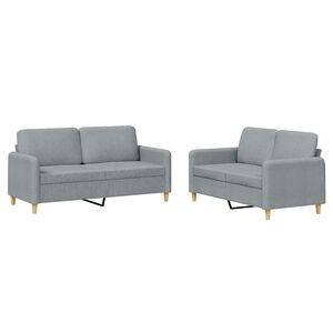 vidaXL 2-delige Loungeset met kussens stof lichtgrijs