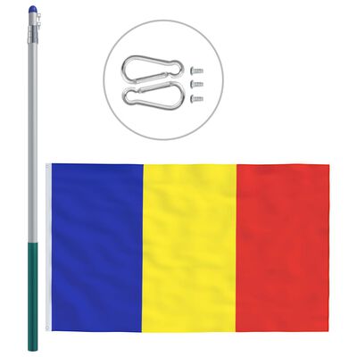 vidaXL Vlag met vlaggenmast Roemenië 6 m aluminium