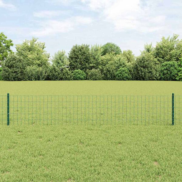 vidaXL Hek met Paal Groen 0,4 x 50 m Staal en PVC