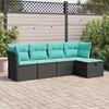 vidaXL 5-delige Loungeset met kussens poly rattan zwart