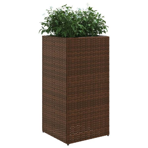 vidaXL Plantenbak 40x40x80 cm poly rattan bruin